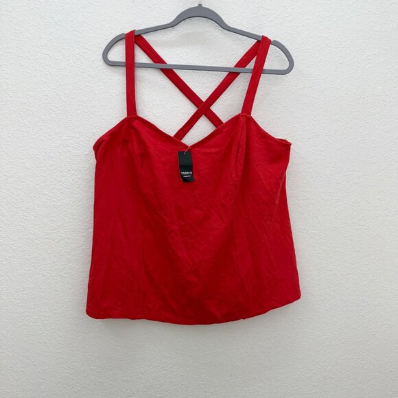 Torrid Retro Chic Red Sweetheart Criss Cross Tank Top Shirt Womens size 4X NEW - Picture 1 of 5